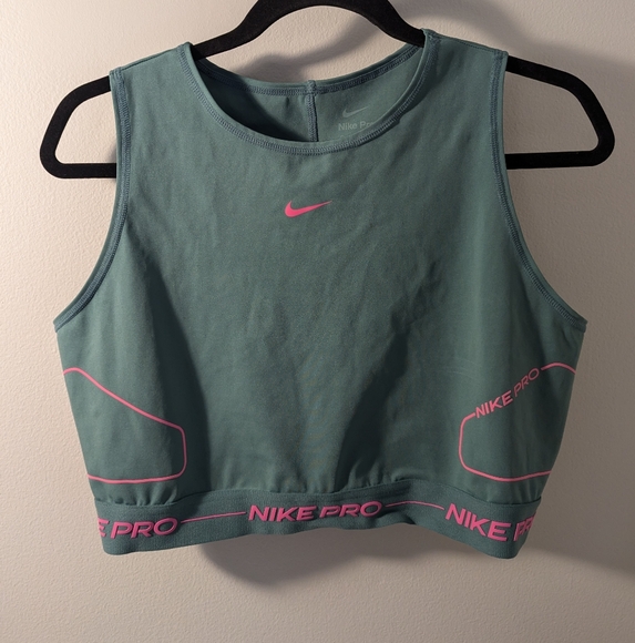 Nike Pro Training Dri-FIT Teal Crop Tank Women's Size Large - Picture 2 of 7